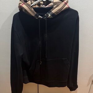 Burberry Black and Cream Plaid Hoodie